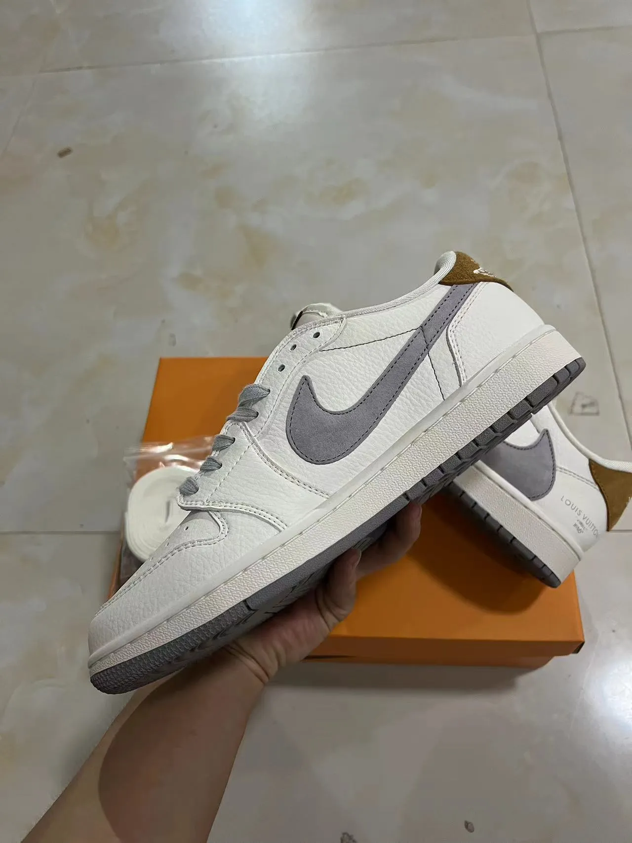Louis Vuitton LV Trainer White Gray Leather Upper Suede Overlay Lifestyle Sneakers 5