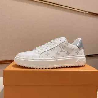 Louis Vuitton LV Trainer White Gray Monogram Canvas Leather Accents Lifestyle Sneakers
