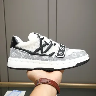 Louis Vuitton LV Trainer blanco gris Monogram lona Oversized logo estilo de vida sneakers