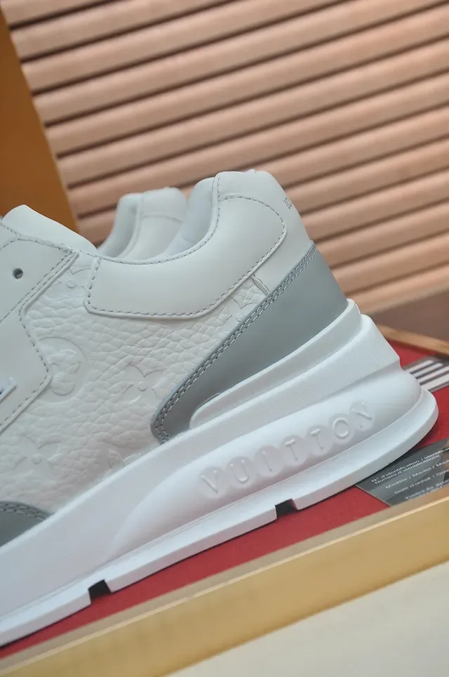 Louis Vuitton LV Trainer White Gray Monogram-Embossed Leather Chunky Sole Lifestyle Sneakers 2