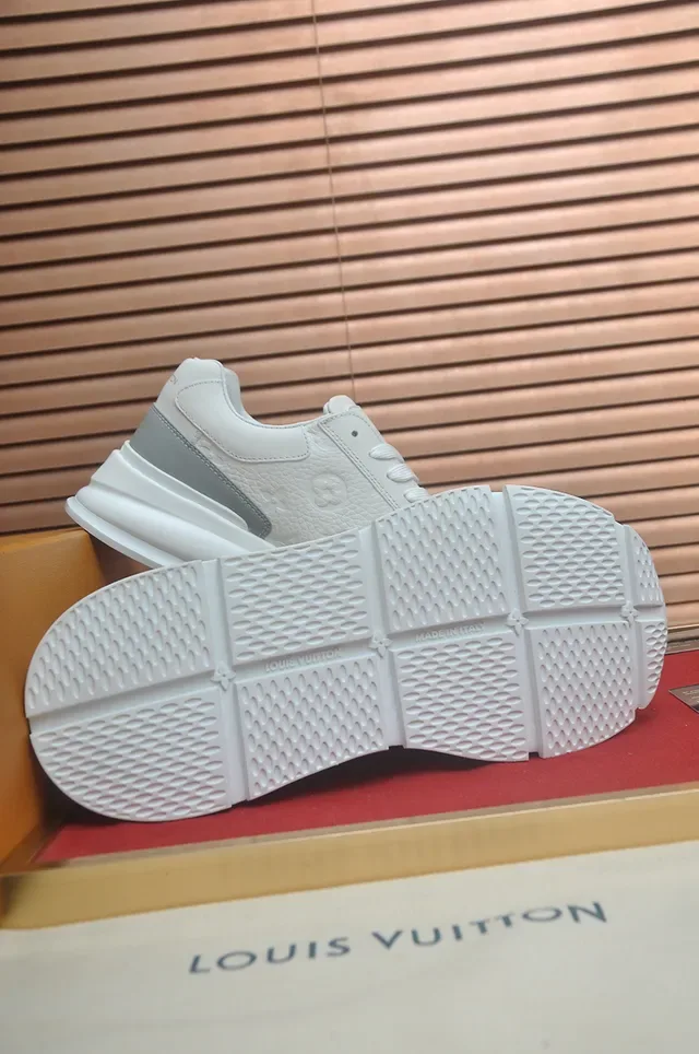 Louis Vuitton LV Trainer White Gray Monogram-Embossed Leather Chunky Sole Lifestyle Sneakers 3