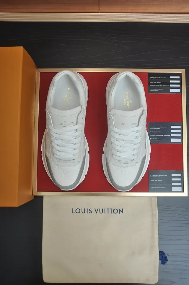 Louis Vuitton LV Trainer White Gray Monogram-Embossed Leather Chunky Sole Lifestyle Sneakers 5
