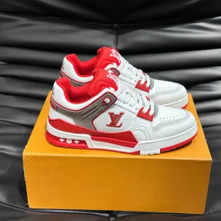 Louis Vuitton LV Trainer branco vermelho Low-Top Monogrammed Lifestyle Sneakers