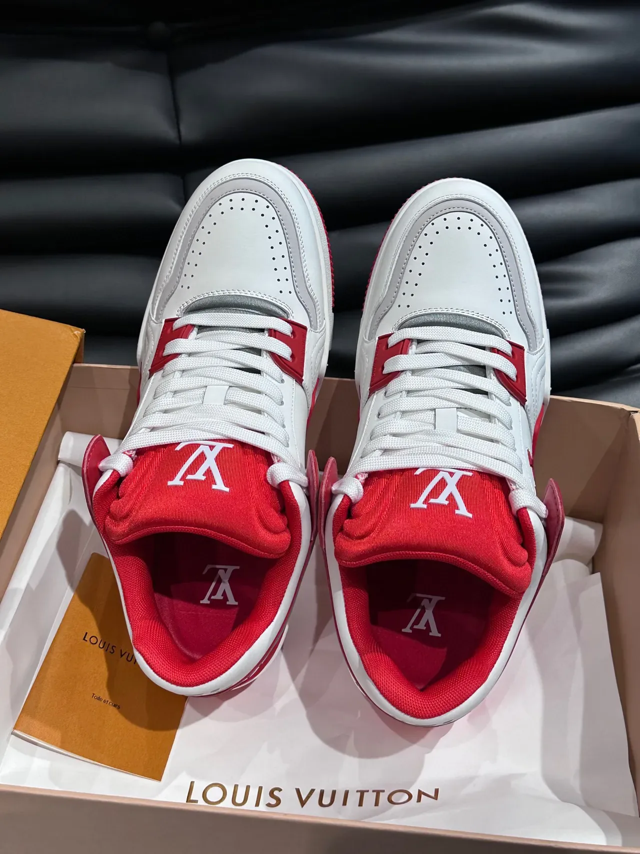 Louis Vuitton LV Trainer White Red Low-Top Monogrammed Lifestyle Sneakers 5