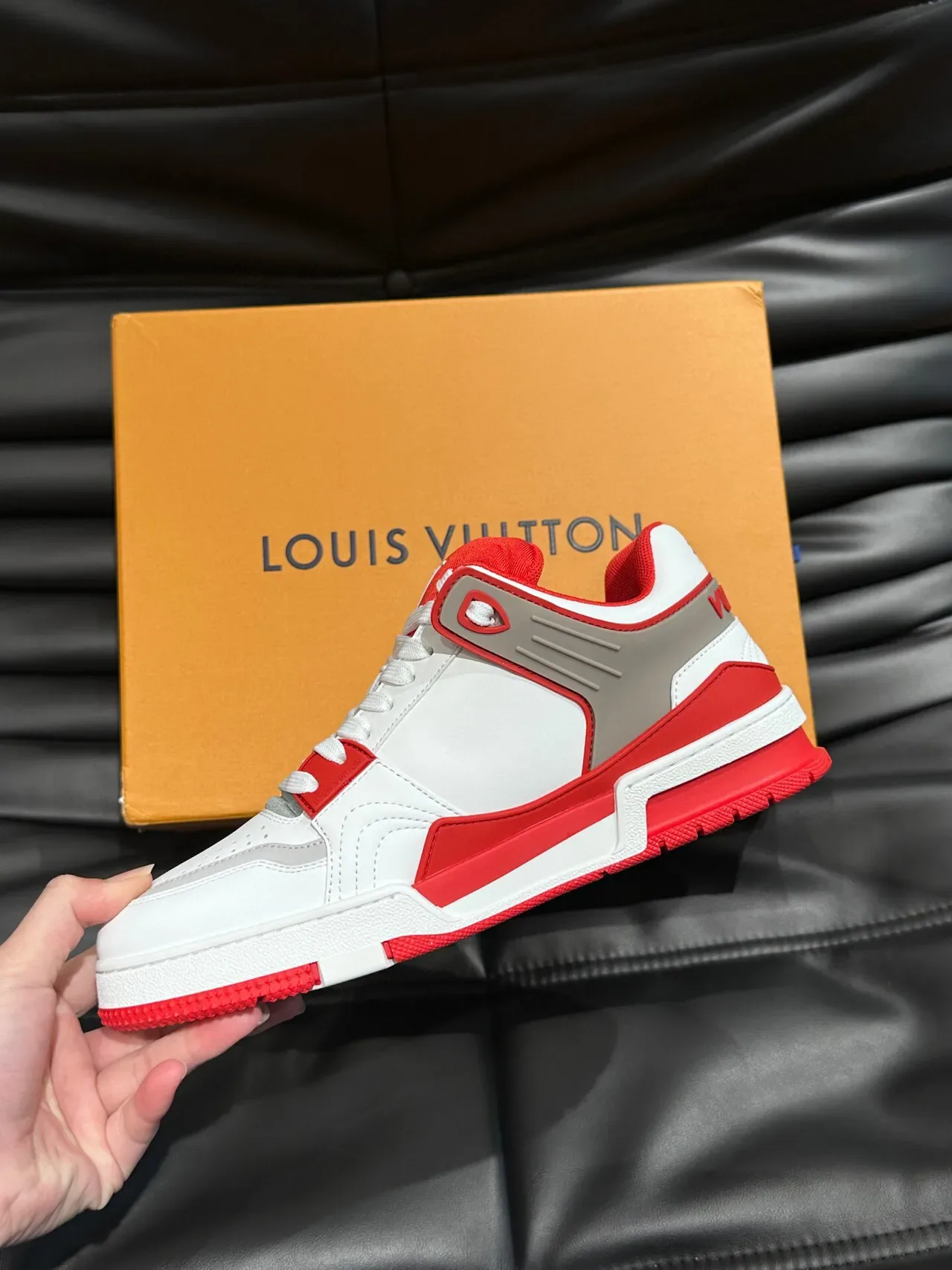 Louis Vuitton LV Trainer White Red Low-Top Monogrammed Lifestyle Sneakers 6