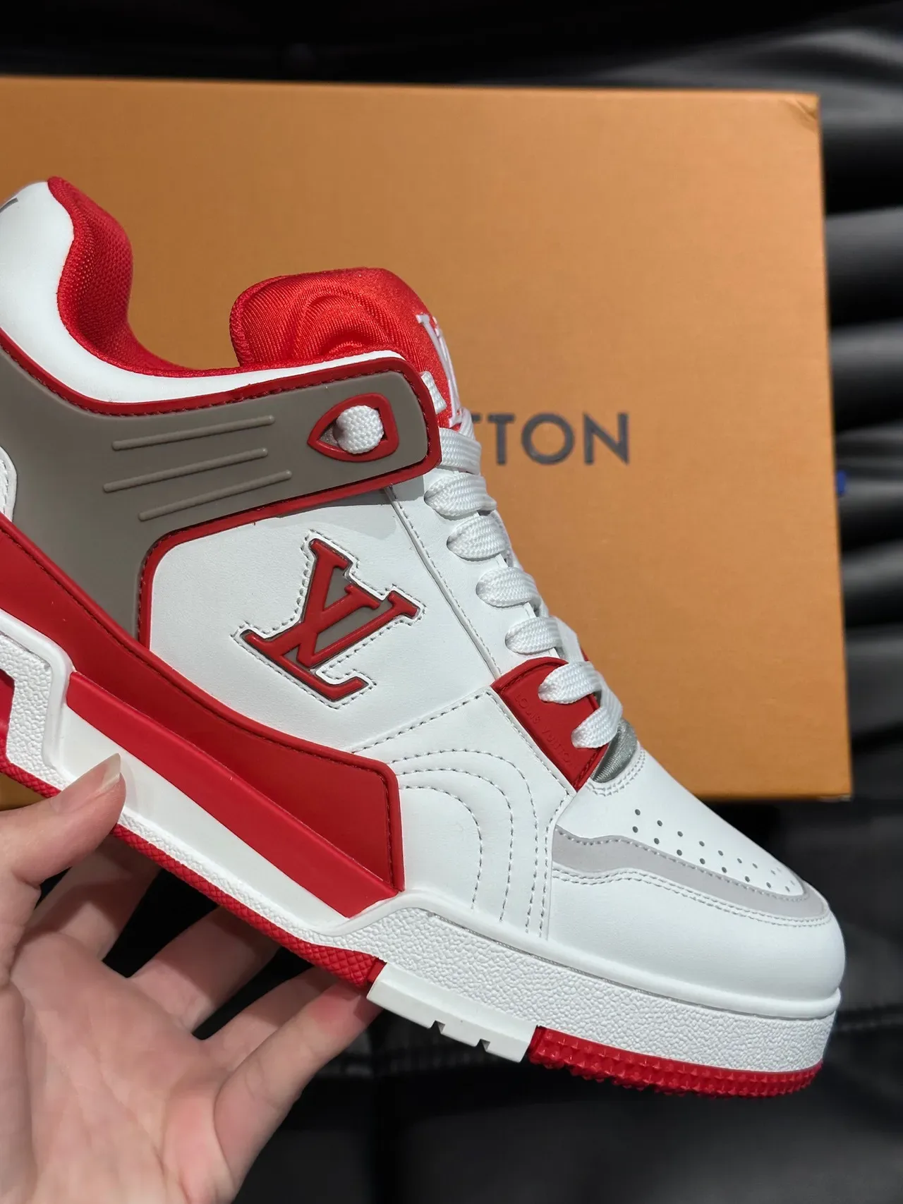 Louis Vuitton LV Trainer White Red Low-Top Monogrammed Lifestyle Sneakers 8