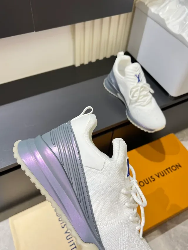 Louis Vuitton LV Trainer White Silver Knit Upper Sculpted Midsole Lifestyle Sneakers 3
