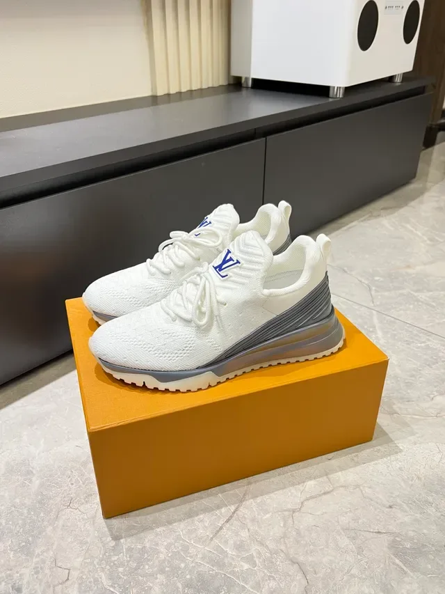 Louis Vuitton LV Trainer White Silver Knit Upper Sculpted Midsole Lifestyle Sneakers 5