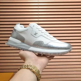 Louis Vuitton LV Trainer White Silver Monogrammed Overlays Mesh And Leather Upper Lifestyle Sneakers