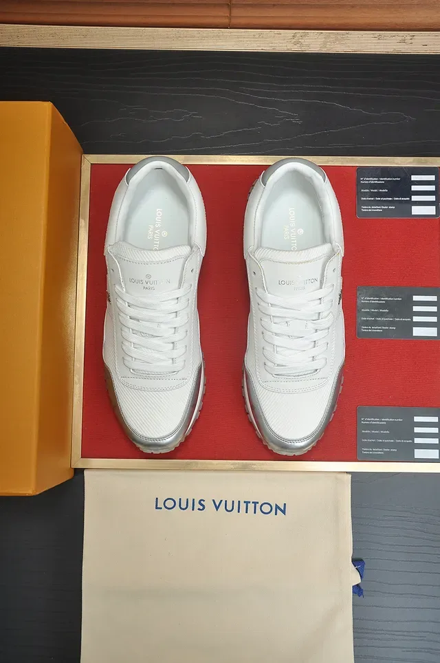 Louis Vuitton LV Trainer Blanc Argent Monogrammed Overlays Maille Et Cuir Supérieur Chaussures Lifestyle 5