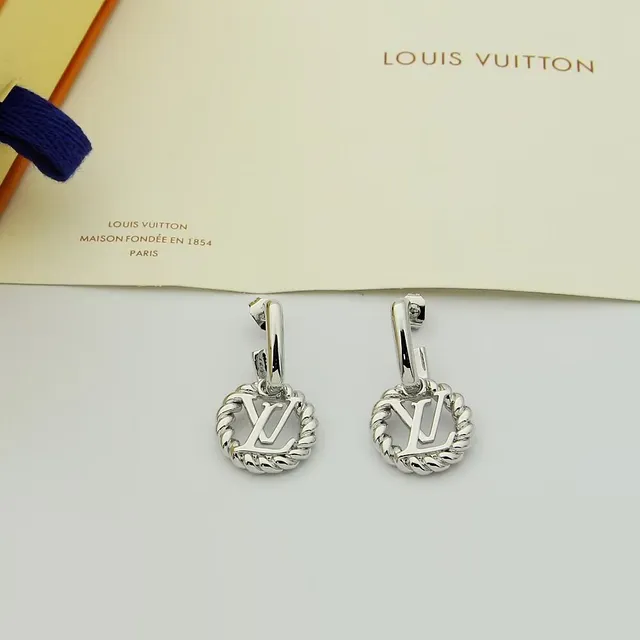 Louis Vuitton LV Twist Gold Silver Hoop Twisted Rope Border Earrings 4