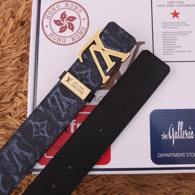 Louis Vuitton Monogram Black Gold LV Buckle Leather Belt 4