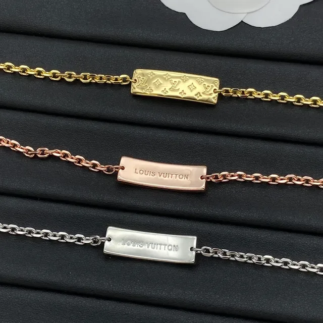 Louis Vuitton Monogram Bracelet Gold Silver Rose Gold Chain Link Bracelets 2