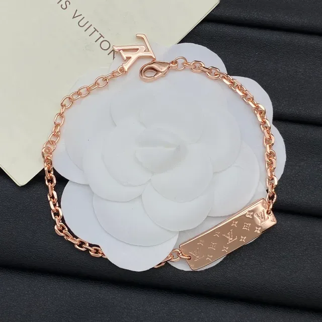 Louis Vuitton Monogram Bracelet Gold Silver Rose Gold Chain Link Bracelets 3