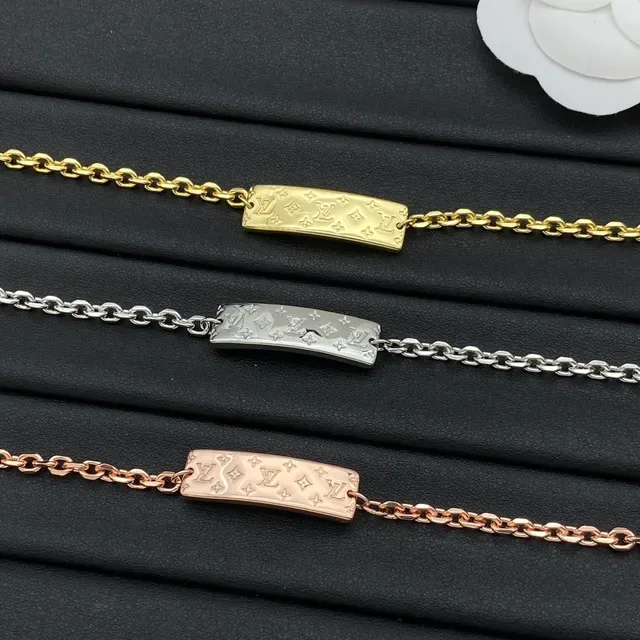 Louis Vuitton Monogram Bracelet Gold Silver Rose Gold Chain Link Bracelets 6
