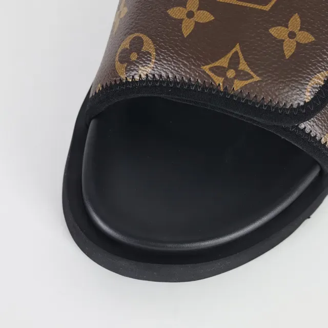 Louis Vuitton Monogram Canvas Wide Strap Black Platform Slippers 5