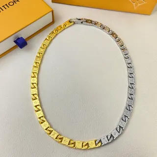 Louis Vuitton Monogram Chain Two-Tone Gold and Silver Necklace