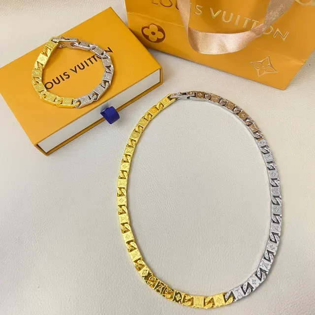 Louis Vuitton Monogram Chain Two-Tone Gold and Silver Necklace 2