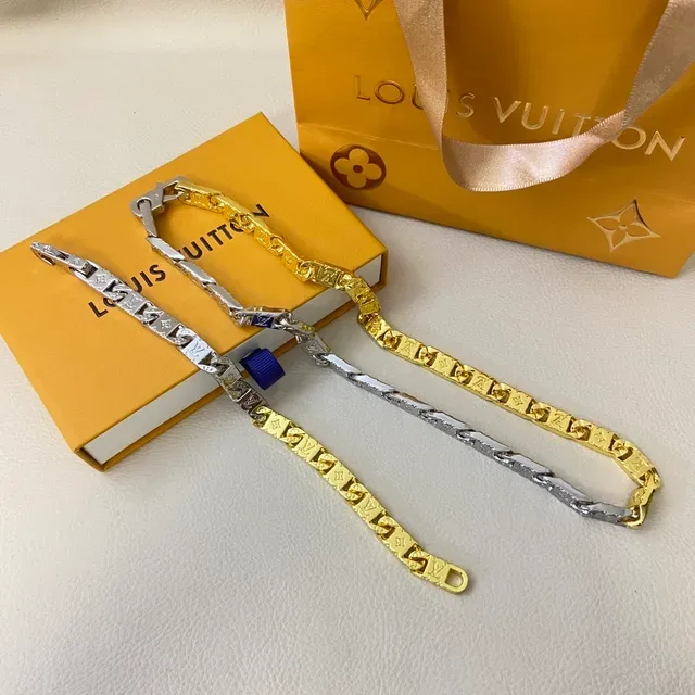 Louis Vuitton Monogram Chain Two-Tone Gold and Silver Necklace 3