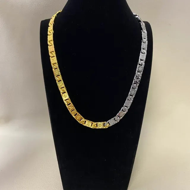 Louis Vuitton Monogram Chain Two-Tone Gold and Silver Necklace 4