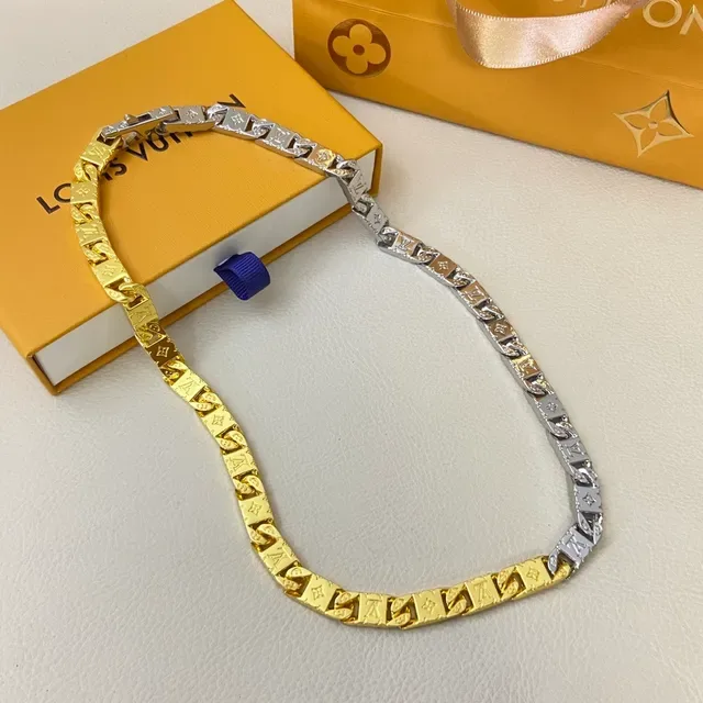 Louis Vuitton Monogram Chain Two-Tone Gold and Silver Necklace 5
