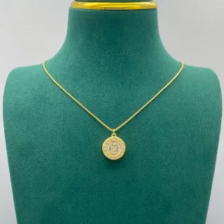 Louis Vuitton Monogram Coin Pendant Gold-Tone Necklace