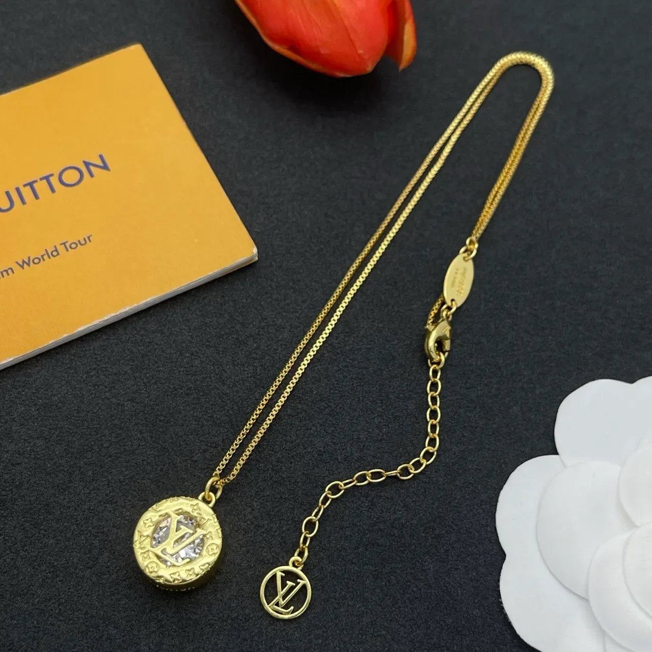 Louis Vuitton Monogram Coin Pendant Gold-Tone Necklace 9