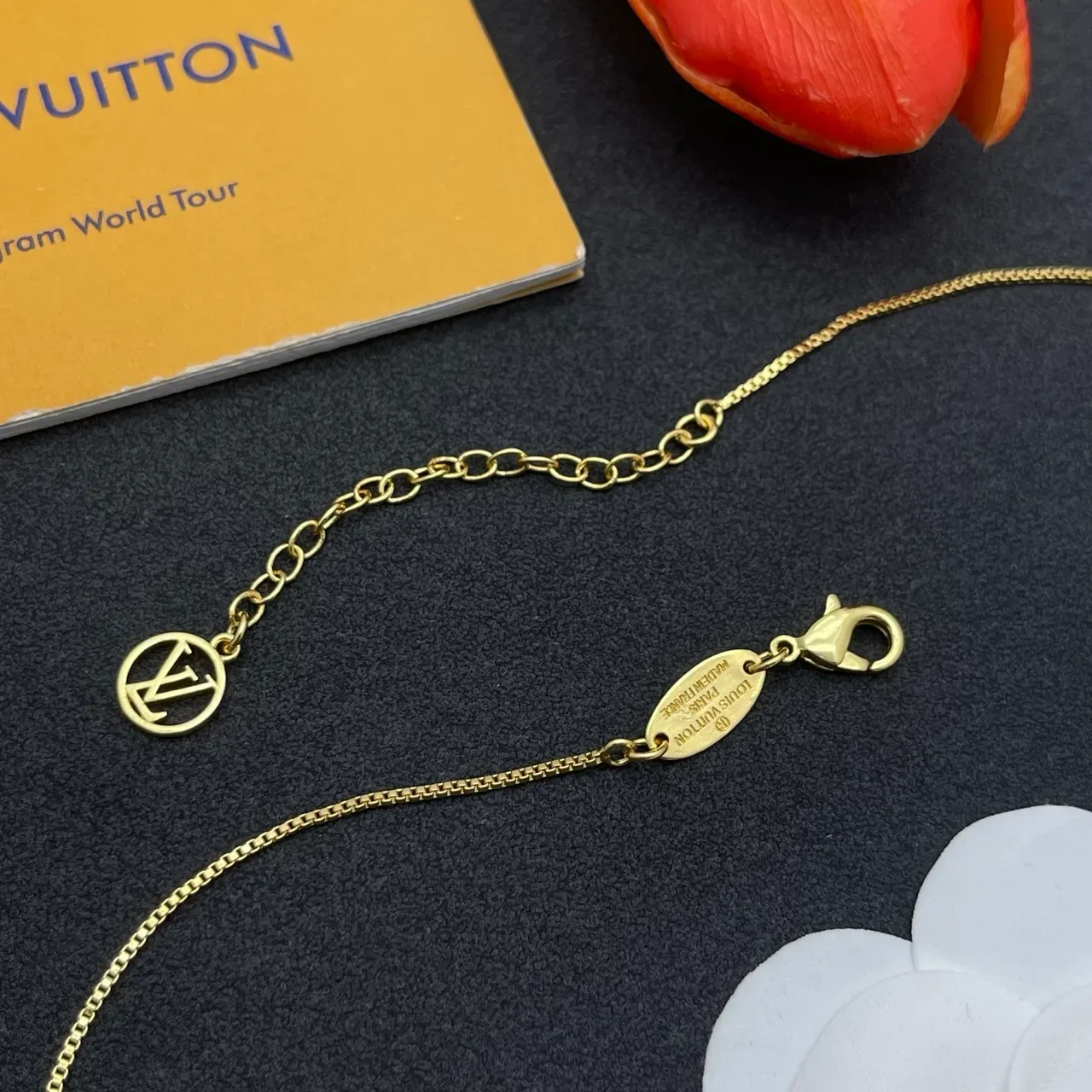 Louis Vuitton Monogram Coin Pendant Gold-Tone Necklace 10
