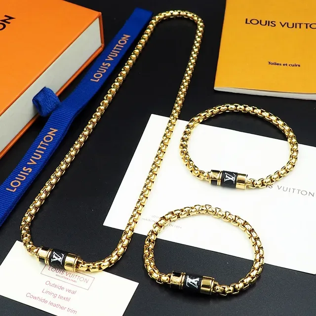Louis Vuitton Monogram Cylinder Silver Black Ball-Chain Monogrammed Clasp Necklace 2