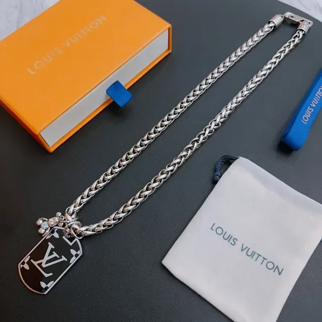 Louis Vuitton Monogram Dog Tag Enamel Pendant Necklace 3