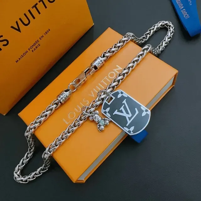 Louis Vuitton Monogram Dog Tag Enamel Pendant Necklace 5