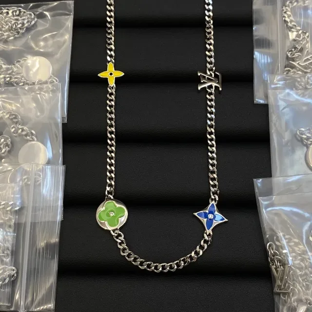 Louis Vuitton Monogram Flower and LV Star Enamel Necklace 2
