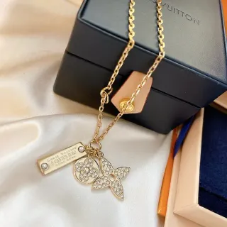 Louis Vuitton Monogram Flower and Star Charm Gold-Tone Crystal Necklace