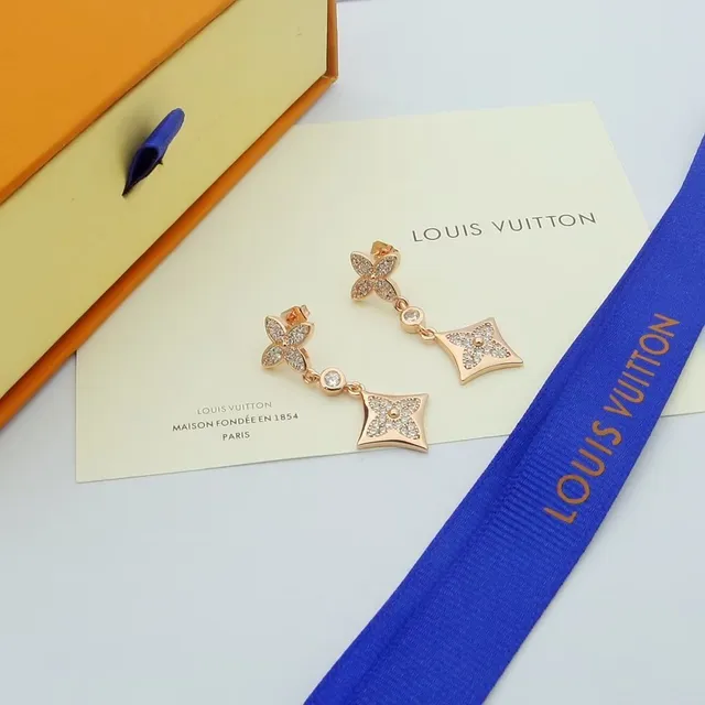 Louis Vuitton Monogram زهرة غير متماثلة أقراط متدلية 3