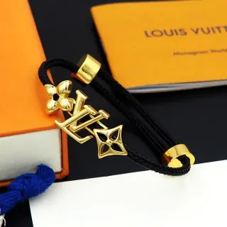 Louis Vuitton Monogram Flower Bracelet Black and Gold Bracelet