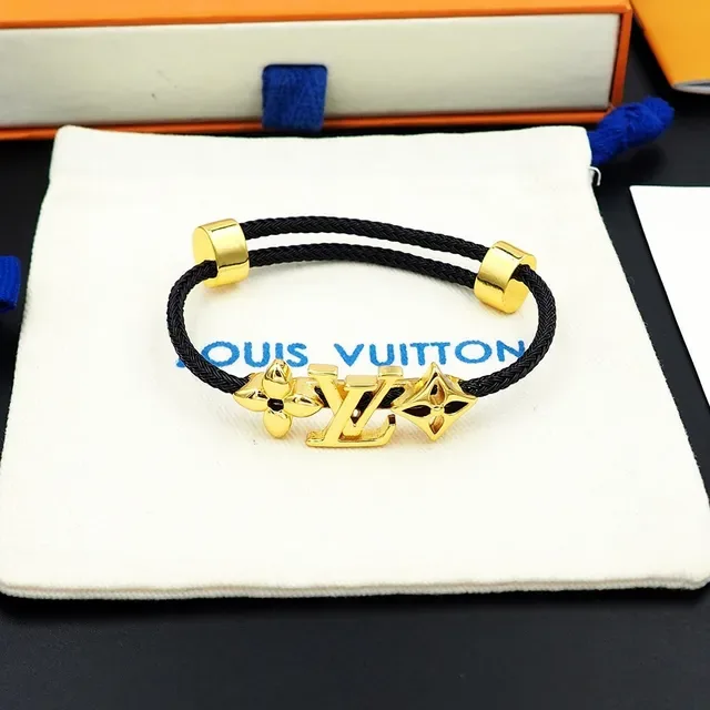 Louis Vuitton Monogram Flower Bracelet Black and Gold Bracelet 4