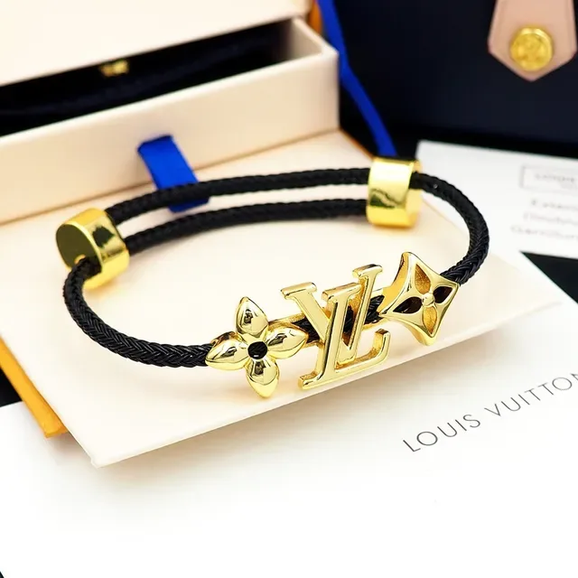 Louis Vuitton Monogram Flower Bracelet Black and Gold Bracelet 9