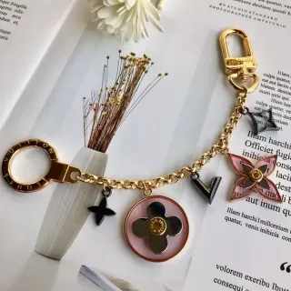 Louis Vuitton Monogram Flower Charm Gold-Tone Pink Enamel Bracelet