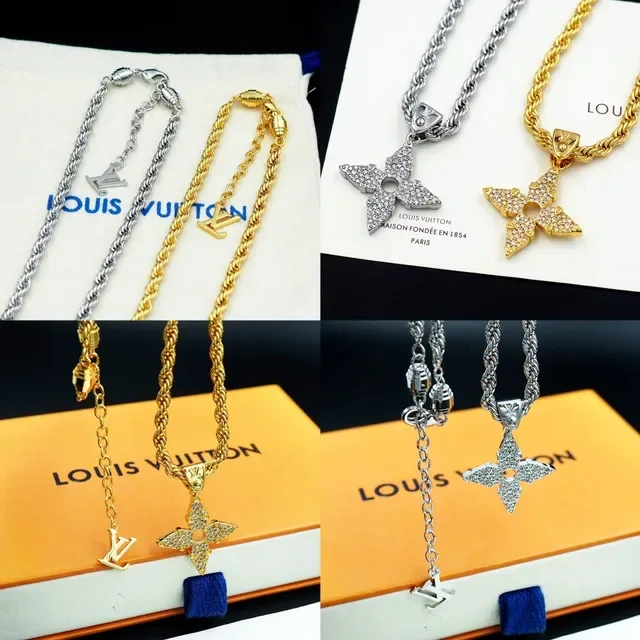 Louis Vuitton Monogram Flower Pavé Crystal Gold Rope Chain Necklace 5