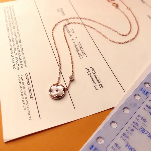 Louis Vuitton Monogram Flower Pendant Rose-Gold Necklace 6