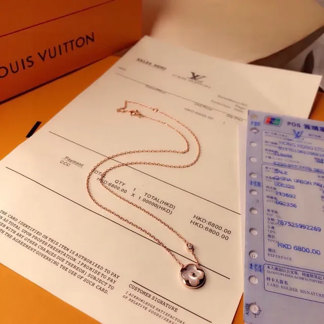 Louis Vuitton Monogram Flower Pendant Rose-Gold Necklace 9