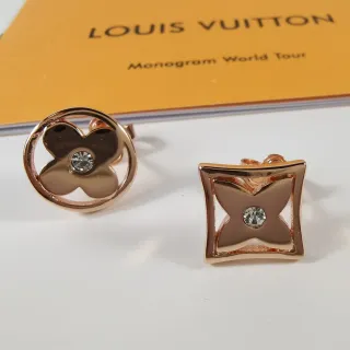 Louis Vuitton Monogram Flower Rose Gold Crystal Earrings