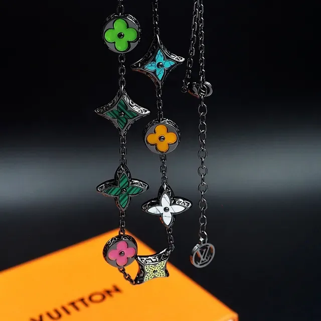 Louis Vuitton Monogram Flowers Enamel Floral and Star Charm Necklace 6