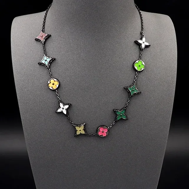 Louis Vuitton Monogram Flowers Enamel Floral and Star Charm Necklace 9