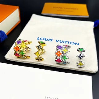 Louis Vuitton Monogram Flowers Floral Enamel Hoop Earrings