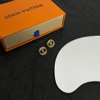 Louis Vuitton Monogram Gold-Tone Circular Stud Earrings