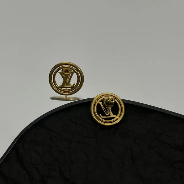 Louis Vuitton Monogram Gold-Tone Circular Stud Earrings 3