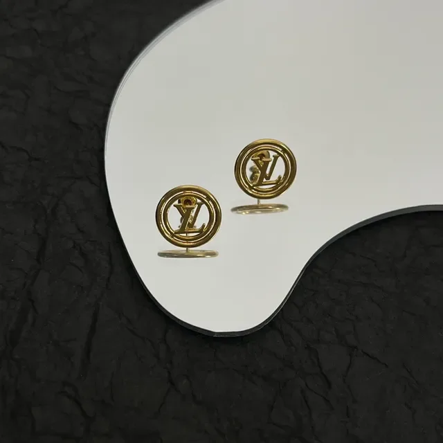 Louis Vuitton Monogram Gold-Tone Circular Stud Earrings 4