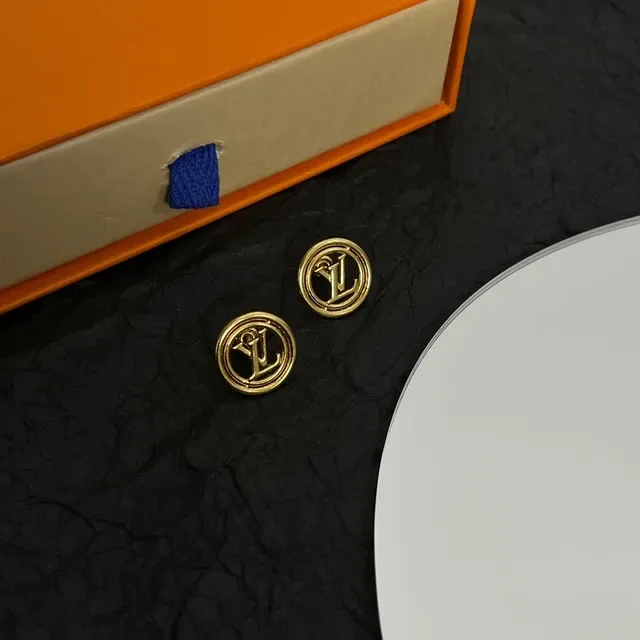 Louis Vuitton Monogram Gold-Tone Circular Stud Earrings 5