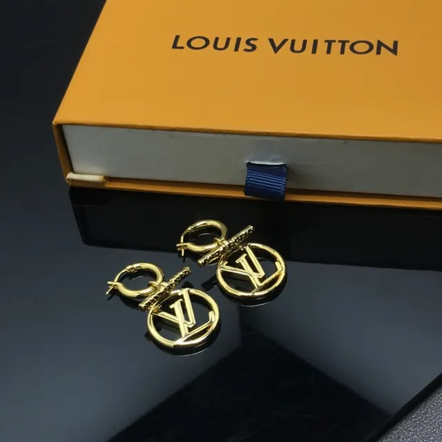 Louis Vuitton Monogram Hoop Gold Pendant Earrings 3